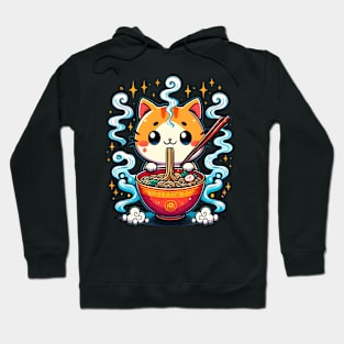 ramen cat anime Japanese neko Noodles Hoodie